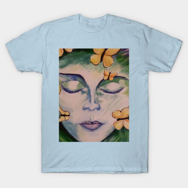 Face with Butterflies T-Shirt by crystalwave4